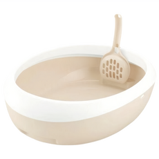 Richell 利其爾 拉普蕾蛋型便盆 貓砂盆 + 貓砂鏟, 1套, 自然白