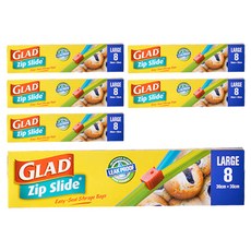 글래드 슬라이드 지퍼백, 대(L), 8개, 6개