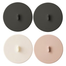 MONACO OLIVE 完全貼合懸浮真空矽膠杯蓋4件組, 1套, 炭灰色, 炭灰色, 奶油色, 煙燻粉色