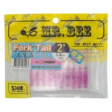 MR.BEE 蜜蜂先生 叉尾蟲軟蟲 5cm, 透明粉紅, 20g, 1包