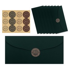 Good given 高級柔軟天鵝絨零用錢信封 8入 + 貼紙 4款 x 3張 套組, 1套, 深綠色