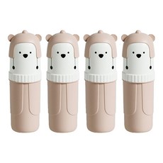 디에스 휴대용 곰돌이 칫솔 치약통 핑크, 4개