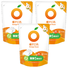 Orange House 橘子工坊 天然濃縮制菌雙酵洗衣精 補充包, 1.5L, 3包