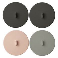 MONACO OLIVE 完全貼合懸浮真空矽膠杯蓋4件組, 1套, 炭灰色, 炭灰色, 煙燻粉色, 灰色