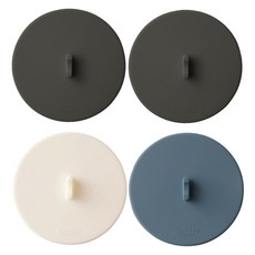 MONACO OLIVE 完全貼合懸浮真空矽膠杯蓋4件組, 1套, 炭灰色, 炭灰色, 奶油色, 靛藍色