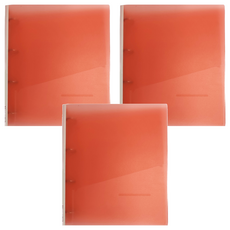 柔彩資料夾 4孔, 紅色, 3本