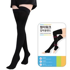 원더워크 의료용 압박용밴드 발막힘 블랙, 1개, 허벅지형