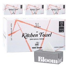 JubanguiPumgyeok 抽取式廚房紙巾+印花面紙盒 隨機出貨, 1000張, 4組