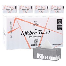 JubanguiPumgyeok 抽取式廚房紙巾+印花面紙盒 隨機出貨, 1000張, 5組