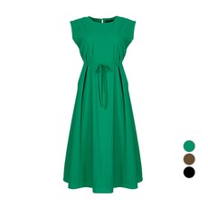 BURU N JUDY 女款素色棉質無袖連身裙 BQGDR013B, 綠色