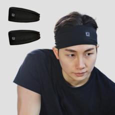 Happyj 運動涼感跑步髮帶, 黑色, 2個