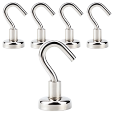COMET 科美特 超強力磁鐵掛鉤 5個 磁力強大 穩固不掉落 方便旋轉, 銀色, 1組