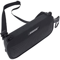 GRAYCO BOSE SoundLink FLEX 專用矽膠外殼防撞保護套 + 肩背帶 + 登山扣組, BLACK