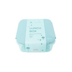 MUGU 沐咕寶貝 密封防漏保鮮餐盒, 四面扣環, 食品級安全材質, 適用於洗碗機、微波爐, 湖水藍, 860ml, 1個