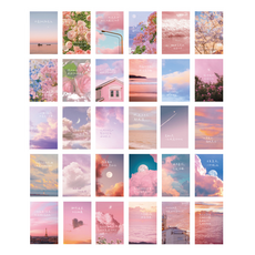 Leovince 感性室內裝飾明信片卡片 半世紀的沉默之愛 30款套組, 混合色, 1套