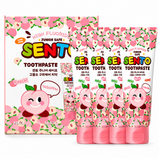 SENTO 兒童 Safe 高氟防口臭護理兒童牙膏 水蜜桃香, 120g, 4個