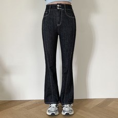 토마토팩토리 여성용 마이트 투버튼 부츠컷 스판 생지 데님 팬츠 숏