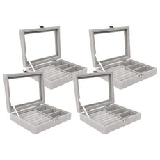 PICKYPICKS 絲絨飾品珠寶收納整理盒, 4個, 灰A