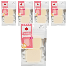 MEKO 櫻吹雪 植絨雙面兩用粉撲 2入, 規格45*50*7mm, 日本製造, 100%日本丁晴橡膠(NBR)材質, 5包, 單色