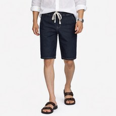 가이스토리 남성용 빅사이즈 파인 밴딩 5부 스판 청반바지