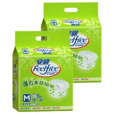 Feelfree 安親 漢方本草成人紙尿褲 16片 超導流紋 柔軟表層 尿濕顯示, M(腰圍28~44吋), 2包