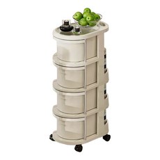 小麥購物 可移動抽屜式多功能置物小推車 L1446 41 x 29 x 75cm, 奶油色, 4層