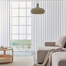 Shine Fog 厚實雪紡窗簾 2入, 白色