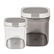 奶粉分裝盒 磁勺密封罐, 加大開口裝盛, 雙重加厚密封圈, 堆疊穩固 透明可視, 茶色遮光儲存, 外出輕便, 1個