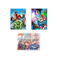 kumhong 復仇者聯盟春季繪畫日記2種+彩色鉛筆20色組, 隨機發貨（設計）, 1套