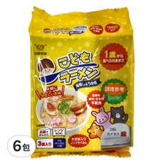 TanabikiSeimen 幼兒拉麵 海鮮醬油, 1歲起可食用, 減鹽63%OFF, 無需保存料/香料/著色料, 非油炸麵, 3食入, 87g, 6包