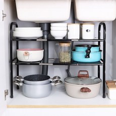 O.Laple 水槽下方置物架, 2層, 黑色