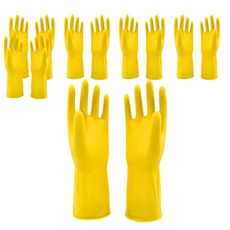 左右之星 牛筋乳膠清潔手套 耐酸鹼彈性 做事不沾水 做家事必備 主婦好幫手, 大(13.5 x 30.5cm), 黃色, 2組