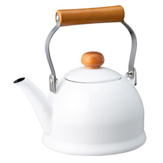 Noda Horo 野田琺瑯 琺瑯木柄款水壺, 白色, 1.5L, 1個