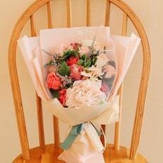 ASPASIA 人造花諾托斯玫瑰香皂花束+留言挑+購物袋, 粉色的