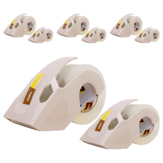 Deli 小盒膠帶 48mm x 40m 2p + 隱藏式切割器 2p 套裝, 4套, 米色(切割器), 透明(膠帶)