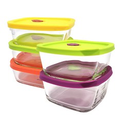 LOCK&LOCK OVEN GLASS 耐熱玻璃保鮮盒5件組, 320ml 3個 + 410ml 2個, 1組