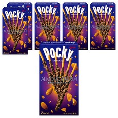 glico 格力高 Pocky 百奇 杏仁粒粒巧克力棒, 酥脆餅乾搭配杏仁堅果顆粒，濃郁巧克力口味, 42.3g, 6盒