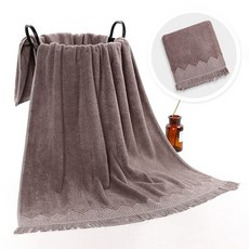 PDS Living 流蘇裝飾竹纖維大型浴巾 440g 30支 140 x 70 cm, 棕色, 1個