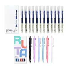 투코비 54 생잉크 중성펜 0.5mm 12p + 투코비 루타펜 6개입, 블루, 1세트