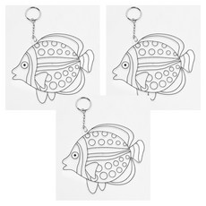 AMOS 阿摩司 壓克力模型版 M4 熱帶魚 鑰匙圈 三歲以上適用, 3個