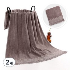 PDS Living 流蘇裝飾竹纖維大型浴巾 440g 30支 140 x 70 cm, 棕色, 2個