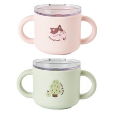 도노도노 실리콘 트레이닝 컵 2p, 150ml, 1세트, 키티코튼핑크 + 애플트리민트