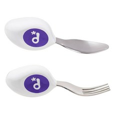 doddL 人體工學兒童學習餐具2件組, 藍莓紫, 湯匙 + 叉子, 1組
