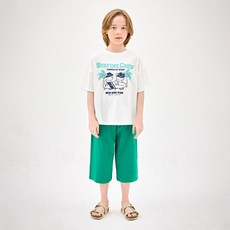 JELISPOON 兒童透氣衝浪Crew熊短袖上衣+下身套裝