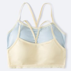 女童嫘縈簡約內置胸墊學生細肩帶內衣 2件組 DD65