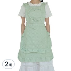 씨오브비 가정용 주방 러블리 프린세스 앞치마, 그린, 2개