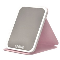 LED 摺疊化妝鏡, 粉色, 1個