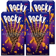 glico 格力高 Pocky 百奇 杏仁粒粒巧克力棒, 酥脆餅乾搭配杏仁堅果顆粒，濃郁巧克力口味, 42.3g, 4盒