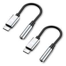 구스페리 C타입 3.5mm 이어폰 변환젠더, 14cm, 화이트실버, 2개