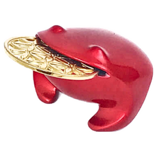 LUCKY TOAD 招財揪吉 揪吉九十 180g 錫合金, 火紅色